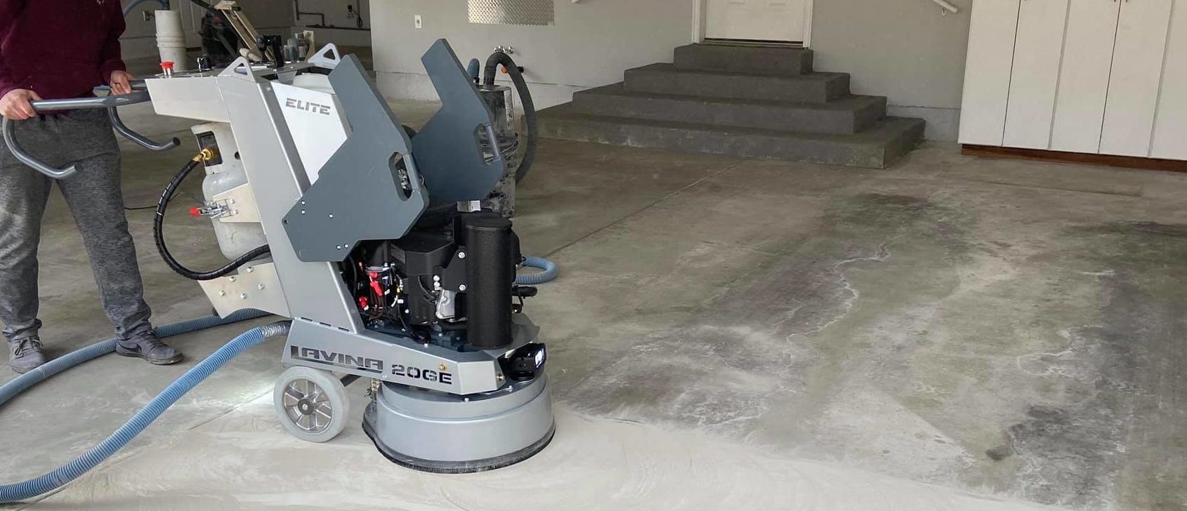 Grinding garage floors with L20GE floor grinder