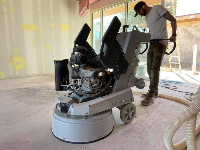 concrete grinding with Lavina machine