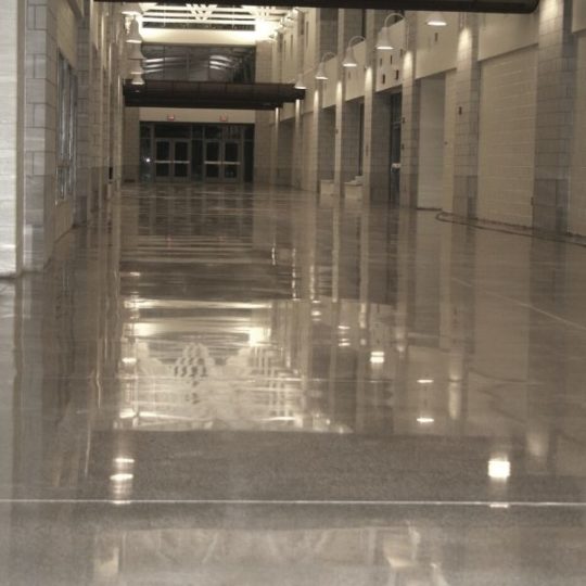 polished concrete in school hallways