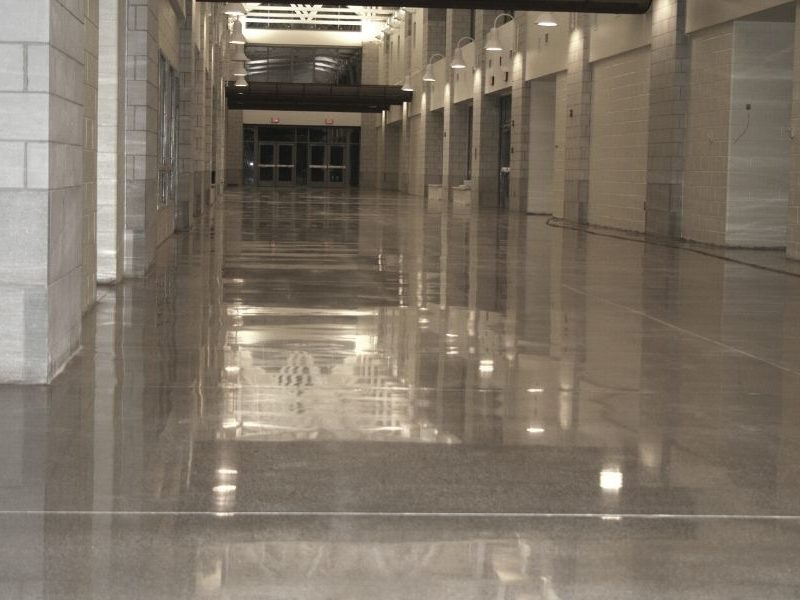 polished concrete in school hallways