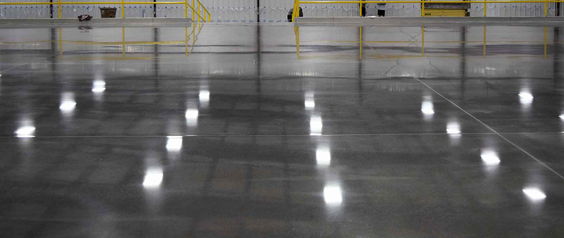 polished concrete in warehouse