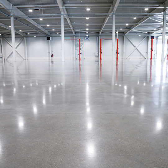 polished concrete in industrial plant