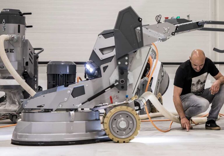 concrete grinding and polishing with 30" electric machine