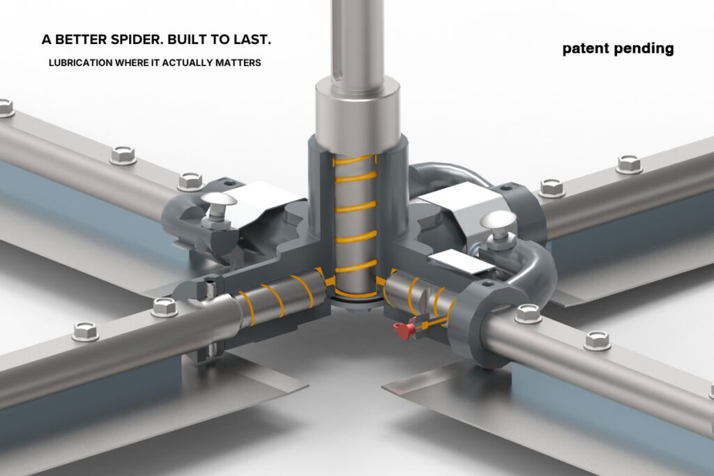 Superabrasive trowel spider lubrication system